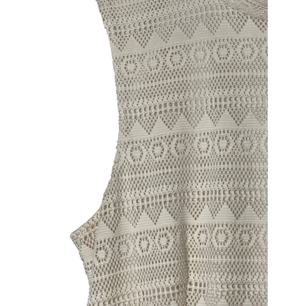 Papaya Size L Sleeveless Ivory Crochet Fit & Flare Dress Back Zipper Closure - Picture 8 of 16